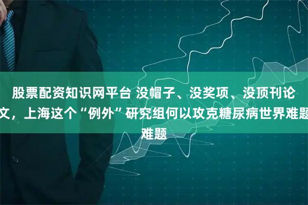 股票配资知识网平台 没帽子、没奖项、没顶刊论文，上海这个“例外”研究组何以攻克糖尿病世界难题